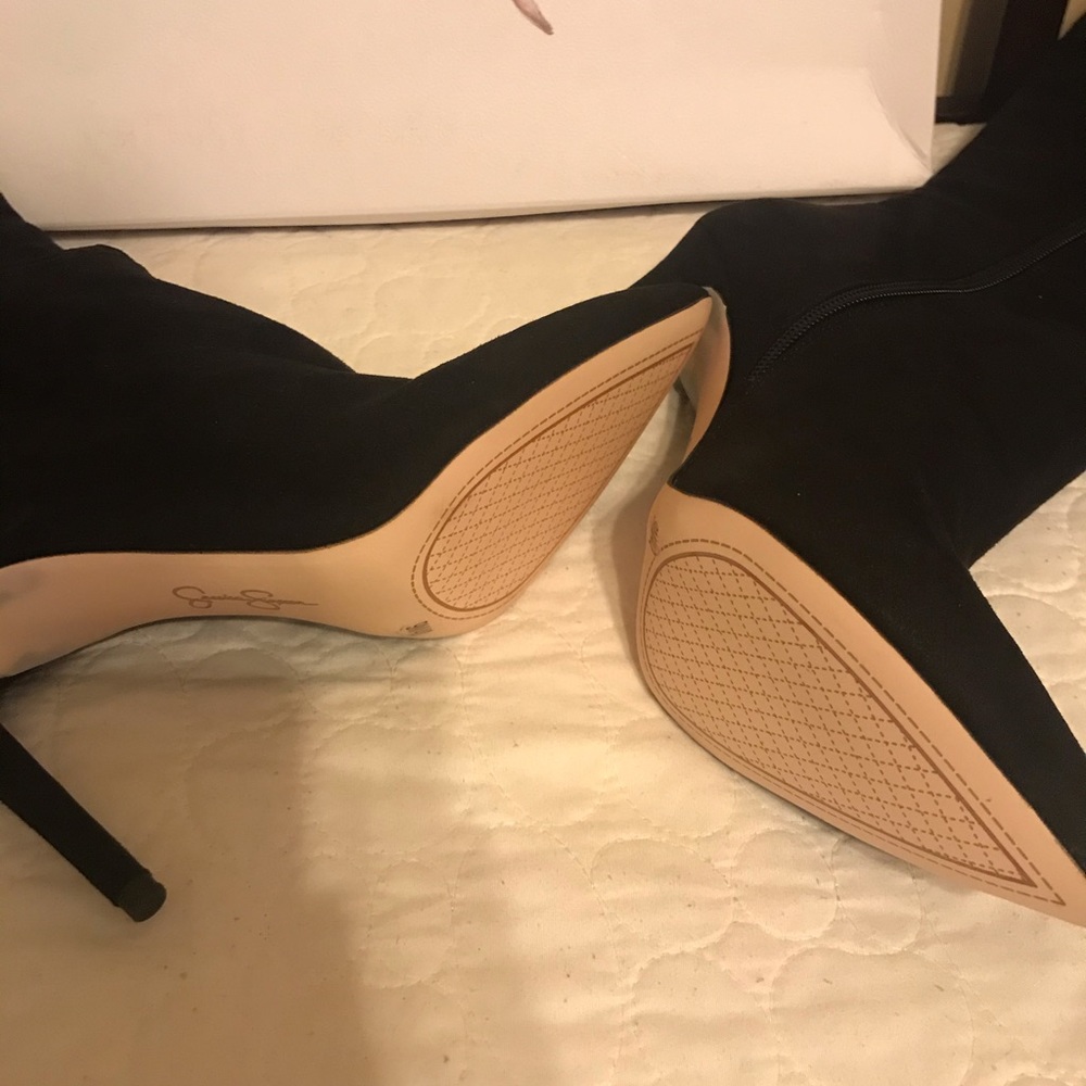 Size 9 black, suede Jessica Simpson thigh boots
